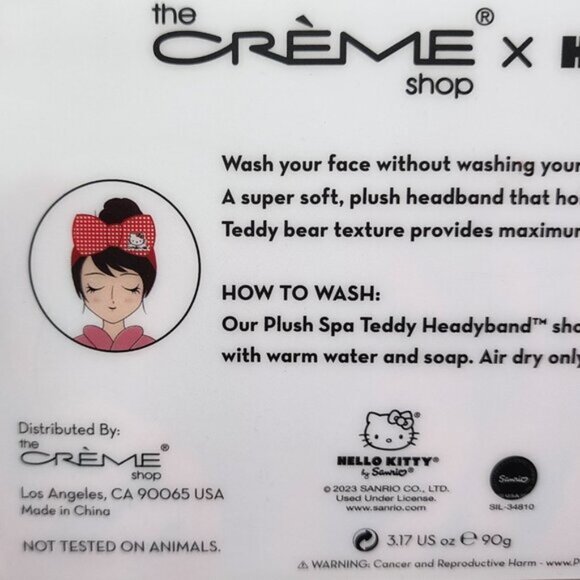 Hello Kitty x The Crème Plush Spa Teddy Headyband (Red Gingham) Limited Edition - Picture 6 of 7